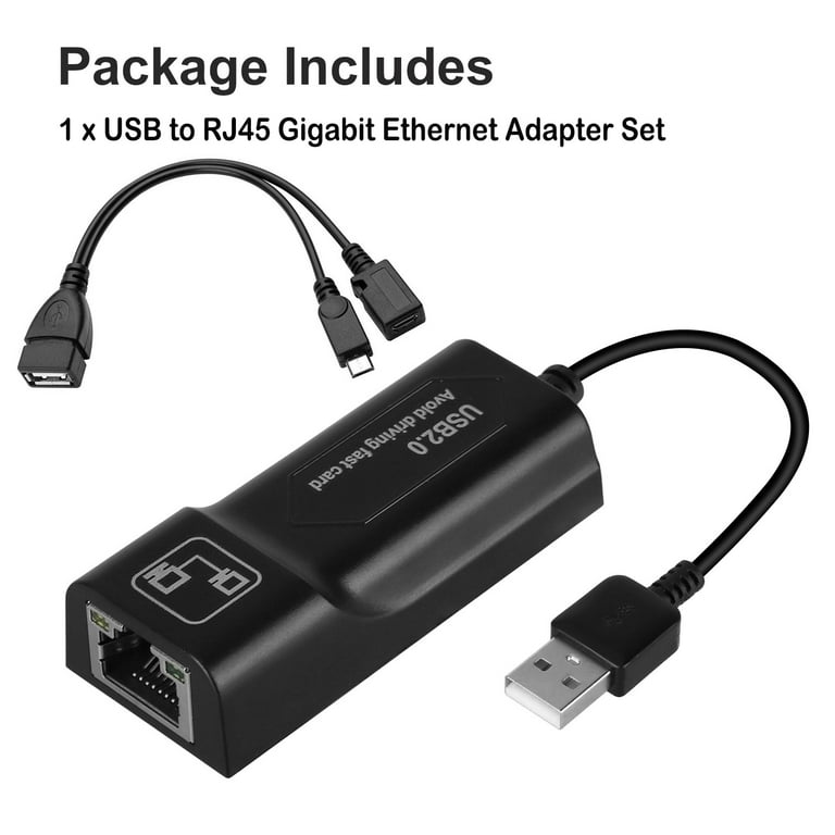 Belker Tech - Adaptador Ethernet, adaptador de red USB/adaptador micro USB  a Ethernet RJ45, cable USB a RJ45 para Fire TV Stick, Fire TV, Chromecast