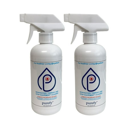 PUREFY CPAP Equipment Cleaner and Pre-wash (16oz, 2pk). Hypochlorous Technology. No Rinse. No Residue. Unscented. Eliminate Contaminants and Odor [HEALTHIER] Tough on contaminants and odor - eliminate