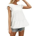 thumbnail image 1 of QualitChoice Hauts à Manches Courtes en Dentelle Été Col Rond T-shirt Décontracté Blanc TG, 1 of 6