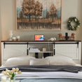 Farmhouse King Size Bed Frame w/Storage Bookcase Headboard, Sliding