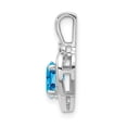 thumbnail image 2 of Real 14kt White Gold Blue Topaz and Diamond Heart Pendant; for Adults and Teens; for Women and Men, 2 of 3