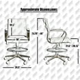 thumbnail image 3 of 2xhome Set of 2 Gray Office Drafting Chair Ribbed Padded Open Mid Back With Wheels And Arms For Home Office Conference Room Tilt Ribbed Adjustable Height Chrome Swivel Work, 3 of 12