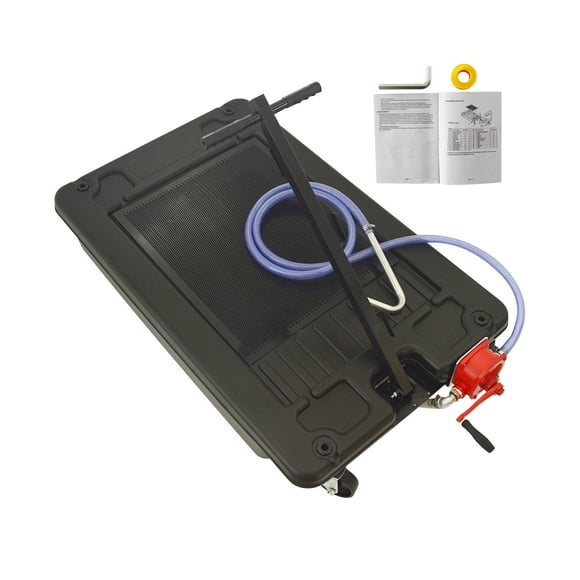 INTBUYING 17 Gallon Low Profile Truck Oil Drain Tank Pan with Hand Pump Removable