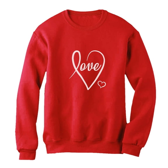 Tstars Womens Valentine's Day Beautiful Love Cursive Heart Pullover Valentine's Day Cute Gift Idea for Her Wife Women Sweatshirt