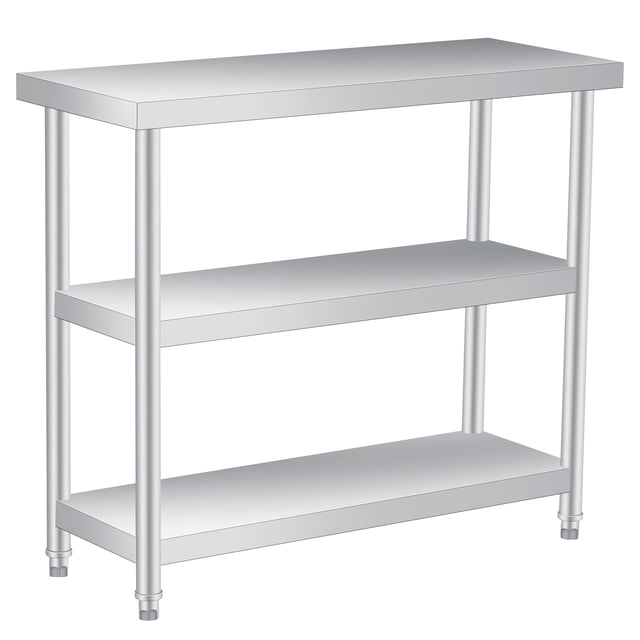 Table de Travail en Acier Inoxydable pour Mobilier de Patio - 14x36x34 Po à 3 Niveaux, Robuste - Table Utilitaire Commerciale Résistante à la Rouille pour Cuisine, Restaurant (1 Pce)