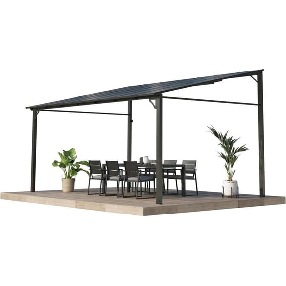 QinaQin Outdoor Lean-to Patio Canopy,Sturdy Hardtop Wall Mounted Gazebo Pergola with Metal Frame,Waterproof UV-Protected Aluminum Shelter for Porch,As shown