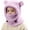 Purple, variant on 3 in 1 Beanie Hat with Scarf and Mask Boys Girls Cute Thermal Adjustable Hats with Ear Winter Flannel Scarf Mask Set