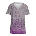 thumbnail image 4 of PENGXIANG Hauts pour Femmes Mode Décontractée Imprimé Col en V Manches Courtes T-shirt Imprimé Bleu G, 4 of 5