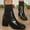 Black, variant on Women's Boots Winter Ankle Boots Short Shaft Solid Color Contrast Square Toe Knit Elastic Collar Chunky Heel High Heel Casual Fashion