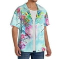 thumbnail image 4 of Naloa Dragonfly Floral Men's Loose Fit Cuban Collar Short-Sleeve Shirt with Button-down and Chest Pocket for Everyday Wear Outings - Medium, 4 of 7
