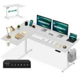 thumbnail image 1 of MotionGrey Bureau Debout Électrique en Forme de L Réversible Ergo Pro, 4 Réglages de Mémoire, Dessus Blanc 59 Pouces x 39 Pouces Cadre Blanc, Bureau Ergonomique pour Bureau à Domicile avec Tapis de Souris, Porte-Gobelet et Crochets, 1 of 10