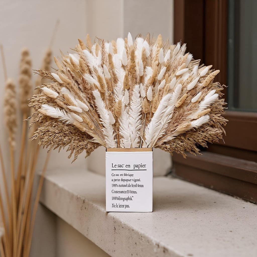 300 Pcs Dried Pampas Grass Decor, Dried Flower Bouquets for Wedding, Home, Centerpiece Table