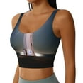 thumbnail image 2 of Goofa Peggy's Cove Lighthouse Printed Sports Bras for Women, High Impact Running Bra Workout Crop Tank Tops Longline Sports Bra Push up-Medium, 2 of 9