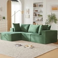 thumbnail image 4 of UHOMEPRO Full-Size 3-Seater Modular Sectional Sofa with Chaise, Deep Seat L-Shaped Couch for Living Room, Family Cloud Sofa with Supportive Cushions, Sherpa Fabric, Green, 4 of 13