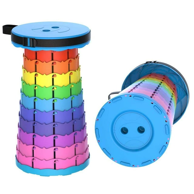 Taburete plegable de plástico arcoíris, taburete telescópico para acampar, taburete telescópico de plástico para acampar, silla de pesca, diseño de próxima generación