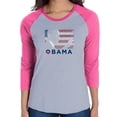 thumbnail image 1 of LA Pop Art Women's Raglan Baseball Word Art T-shirt - BARACK OBAMA - ALL LYRICS TO AMERICA THE BEAUTIFUL, 1 of 2