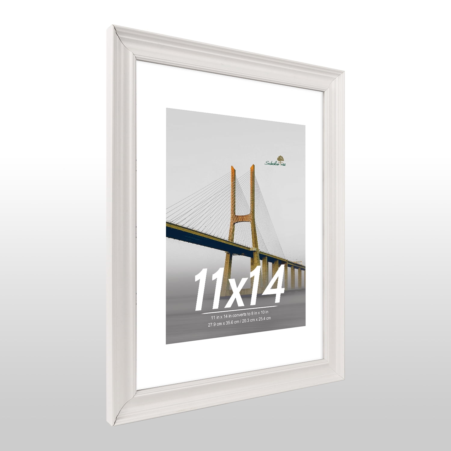 Scholartree 2PACK 11x14 Picture Frame , Display Photo 11x14 Matted to 8x10 Wall Frame Frame, White