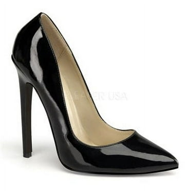 5" Stiletto Heel Pointy Toe Pump - Blk Pat, 6