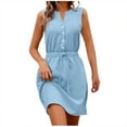thumbnail image 2 of Fankiway Robe Décontractée et Mode pour Femme, Chandail-Over, Col, Taille Haute, Sans Manches, Col en V, Longueur Genou, Robe Plage pour Femmes, Robes d'Été, Grande Taille, Robes pour Femmes, 2 of 9