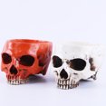 thumbnail image 4 of Diseño de cabeza de cráneo Contenedor Réplica Hogar Naranja Rojo Rojo naranja Zulema Maceta de calavera de resina, 4 of 8
