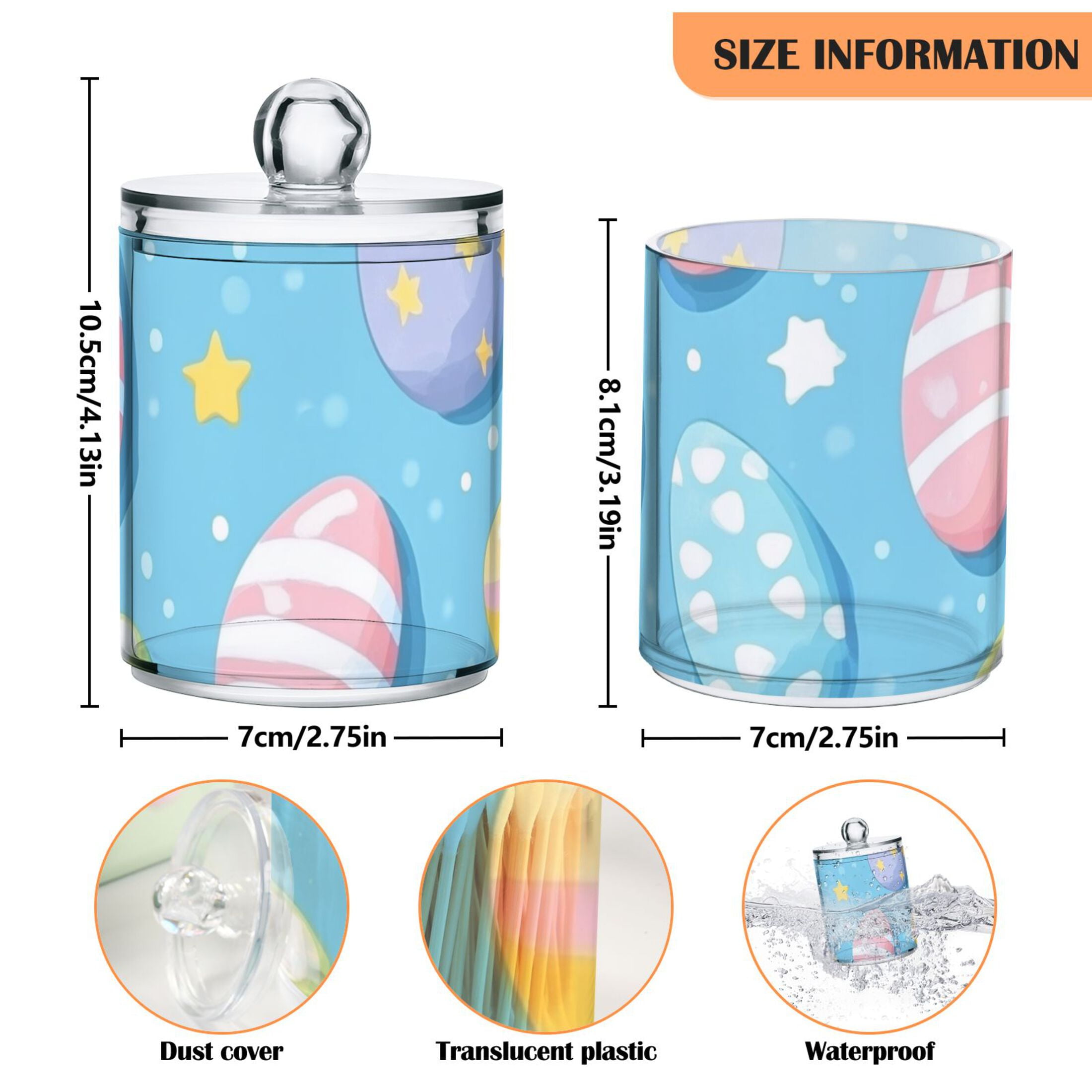 Ckdifva Easter Eggs Stars Storage Jar with Lid Acrylic Organization Storage Containers Set of 4