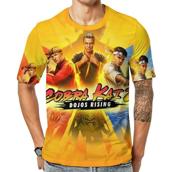 Cobra Kai T-Shirt Full Print Short Sleeve Crew Neck Casual Novelty Graphic Tee Shirt Tops for Men Women S