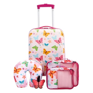 Travelers Club 5-Piece Kids Hard-Side Luggage Set - Butterfly