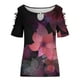 thumbnail image 2 of Gibobby Camisetas Mujer Manga Corta Camiseta manga corta con estampado flores y botones para mujer, camiseta manga corta, informal, Sexy, verano, para (Rosa,CH), 2 of 4