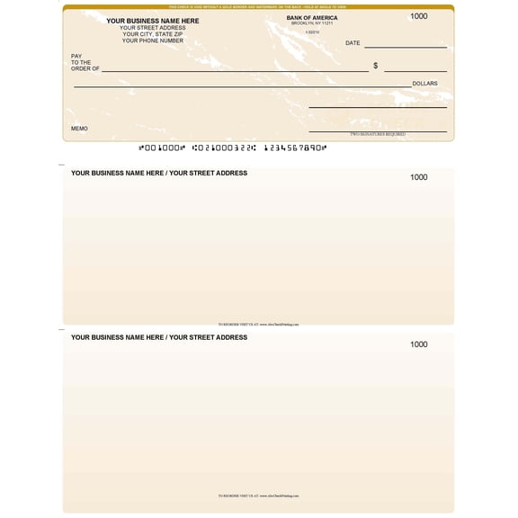 ABC Computer Checks, Standard Business Format, Top Check Style, Compatible with QuickBooks, Marble Gold (250 Sheets)
