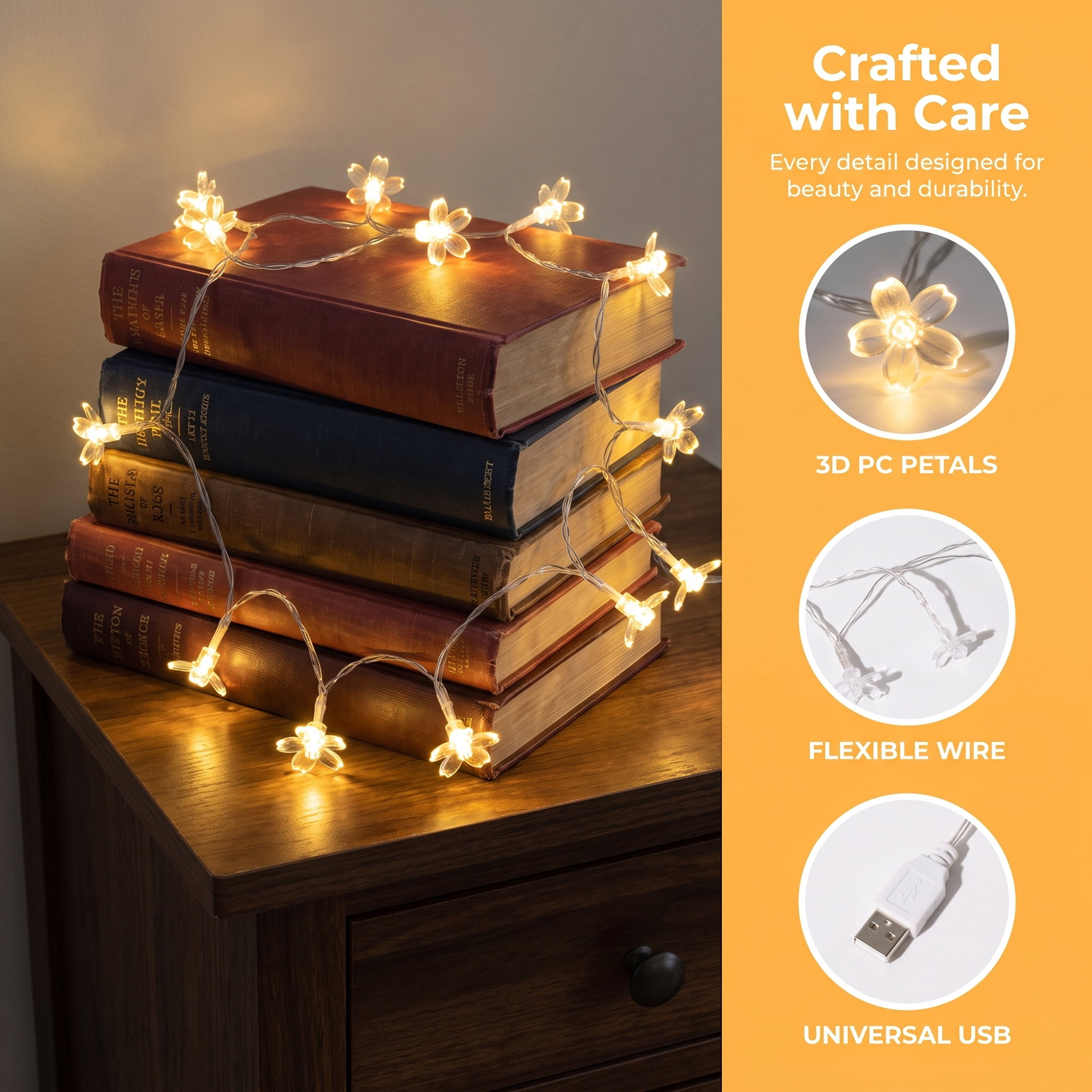 Unique Bargains Indoor Aesthetic Botanical Fairy Lamps 9.8 ft Warm White USB Powered