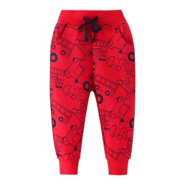 Zwiiyzr 2025 Pantalons de Sport pour Tout-Petits et Garçons Pantalons Brodés Printemps Automne Joggers Amples 1-7 Ans Rouge