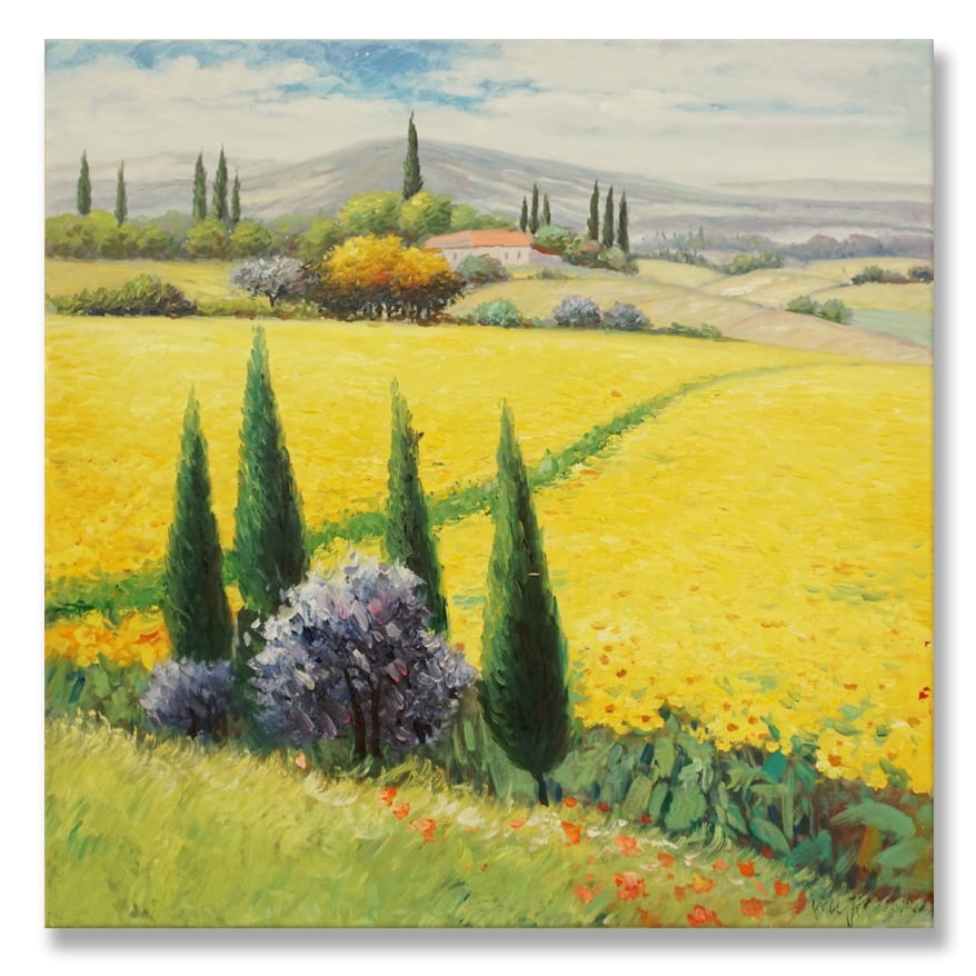 7CANVAS Handmade Tuscan Oil Painting Wall Art Landscape Scene Rustic