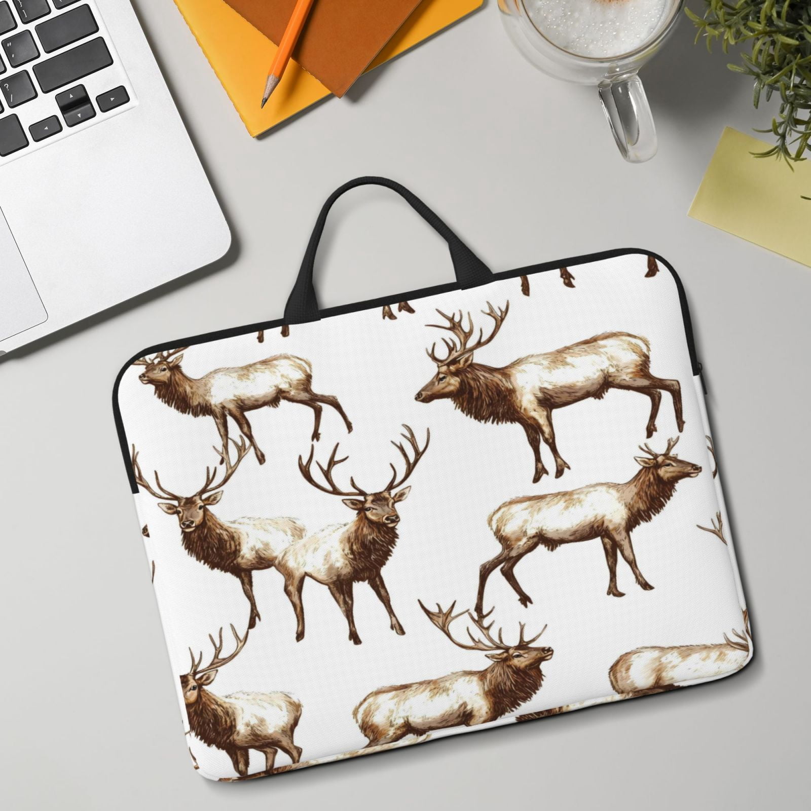 Laptop Sleeve Bag For Women Men 14inch Waterproof Durable Protective Computer Carrying Cover Handle Laptop Case Bag Deer