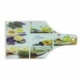 thumbnail image 1 of Spa Cutting Board, Yellow Happy Peaceful Spa Day with Flowers Candles and Herbal Oils Art, Tempered Glass Cutting and Serving Board, Wine Bottle Shape, Yellow Purple and White, by Ambesonne, 1 of 1