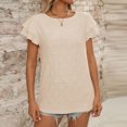 thumbnail image 7 of iHengLiXing Plus Size Spring Tops for Women 2025 Dressy Casual Women's Fashion Summer Solid Color Round-Neck Short Sleeve Blouses Beige L, 7 of 7