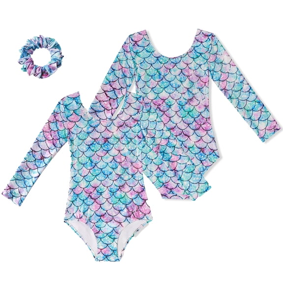 WOLLED Kids Toddler Long-Sleeved Gymnastics Leotards Kids Biketard Dancewear Baby Spring Summer Printing Conjoined Triangle Gymnastics 3-12Yearsts