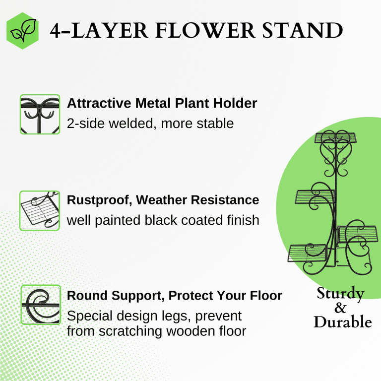 UBesGoo 4-Tier Metal Fluer-de-lis Pattern Round Panel Flowers Plant Stand UBesGoo 4-Tier Metal Fluer-de-lis Pattern Round Panel Flowers Plant Stand