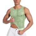 thumbnail image 6 of Alkepwun Tank Tops for Men Sparkly Sheer Sexy Mesh Rhinestone Muscle Shirts Summer Sleeveless Round-Neck Party Nightclub Top, 6 of 6