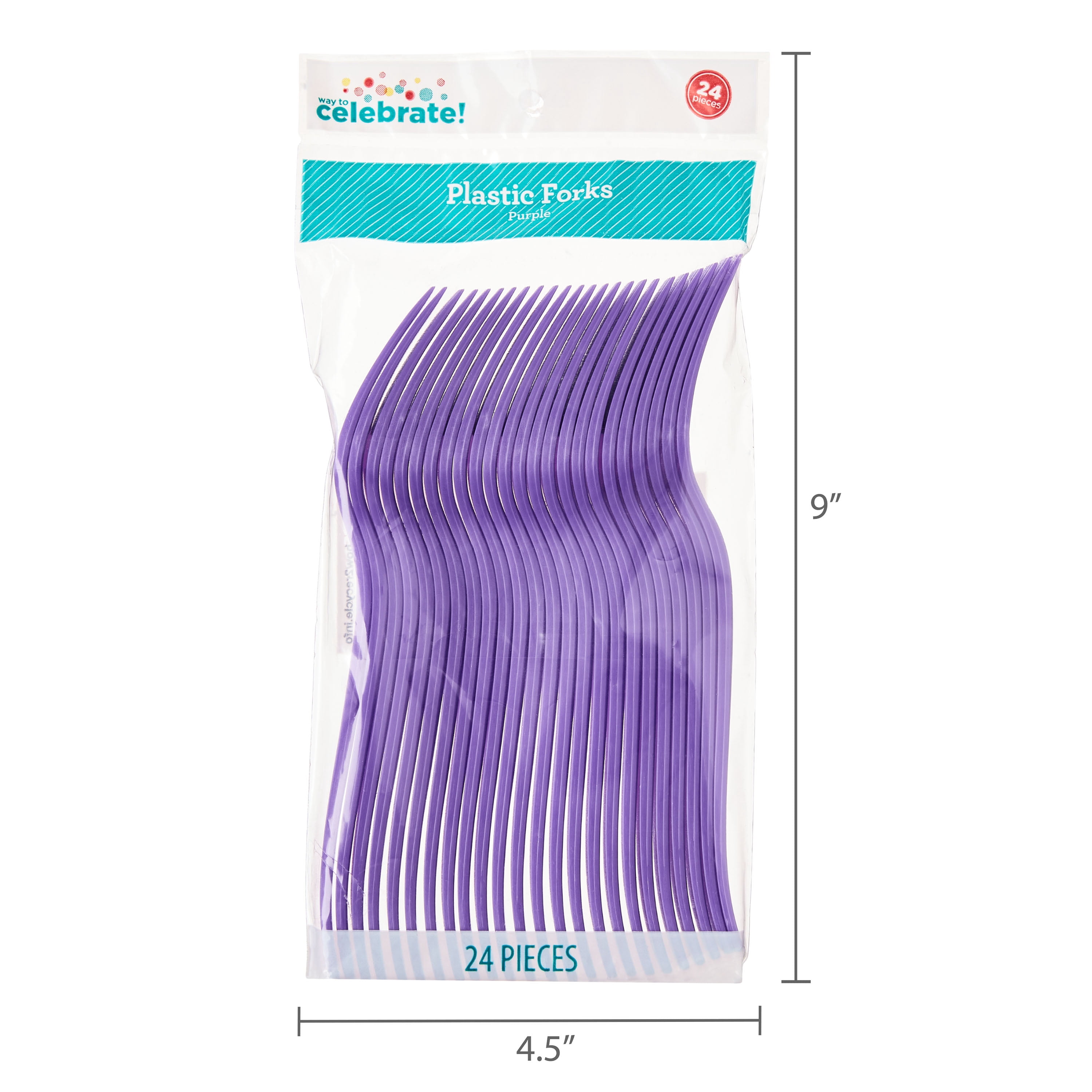 Plastic Disposable Forks, Purple, 24 Pieces, by Way To Celebrate