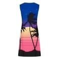 thumbnail image 4 of Pisexur Robes d'Été pour Femmes Décontractées Hawaïennes à Fleurs Robe de Plage Col Rond Sans Manches Mode Bohème Robe de Plage à Fleurs Robe d'Été Robe Trapèze P-2TG, 4 of 5