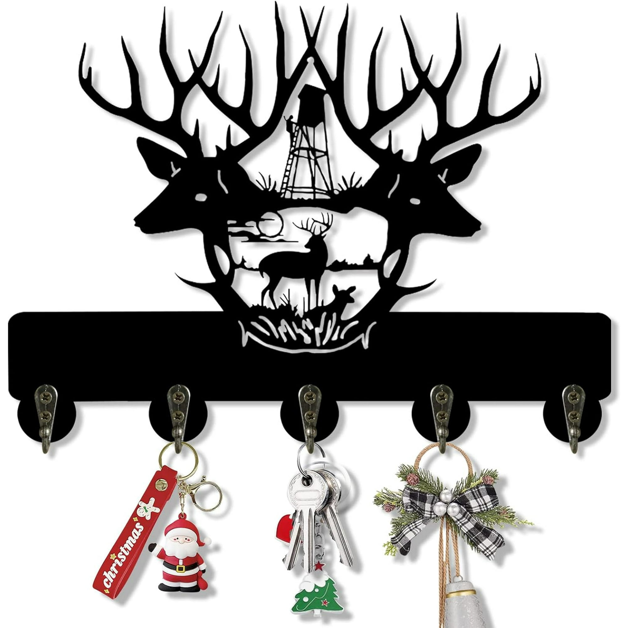 Christmas Deer Key Holder for Wall Animal Key Rack for Wall Antlers Coat Hooks Stag Head Wall Mount Key Rack Walmart