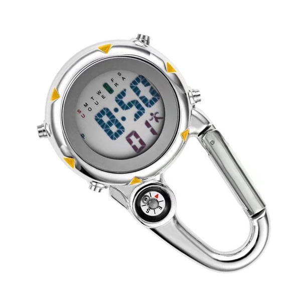 Inteprter Mosquetón Clip Relojes Reloj Moda Luminoso Multifunción Enfermera Reloj Hombres Semana Pantalla Relojes Amarillo Type2 NO2