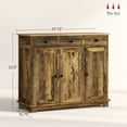 thumbnail image 5 of 39.8" Rustic Brown Sideboard with Solid Wood Top, Kitchen Storage Cabinet with 3 Drawers & Adjustable Shelf (15.8"D X 33.5"H), 5 of 8