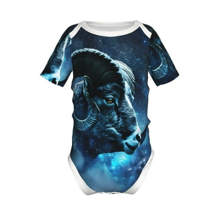 

Adobk Celestial Ram Night Sky Print Baby Climbing Clothes Jumpsuit Rompers Classic Rompers Child Short sleeve Bodysuits-2 Years