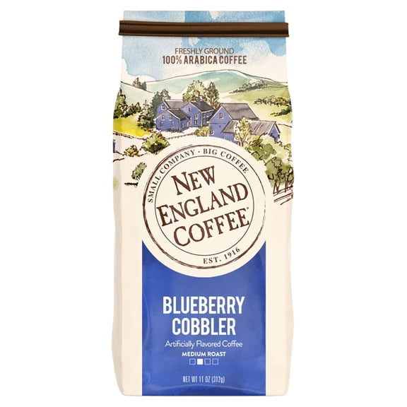 New England Coffee Blueberry Cobbler Medium Roast Ground Coffee, 11oz Bag (Pack of 1)