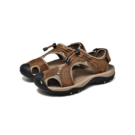 

Ritualay Mens Non-Slip Flat Hiking Sandal Comfortable Quick Dry Hollow Out Walking Sandals Breathable Closed Toe Water
