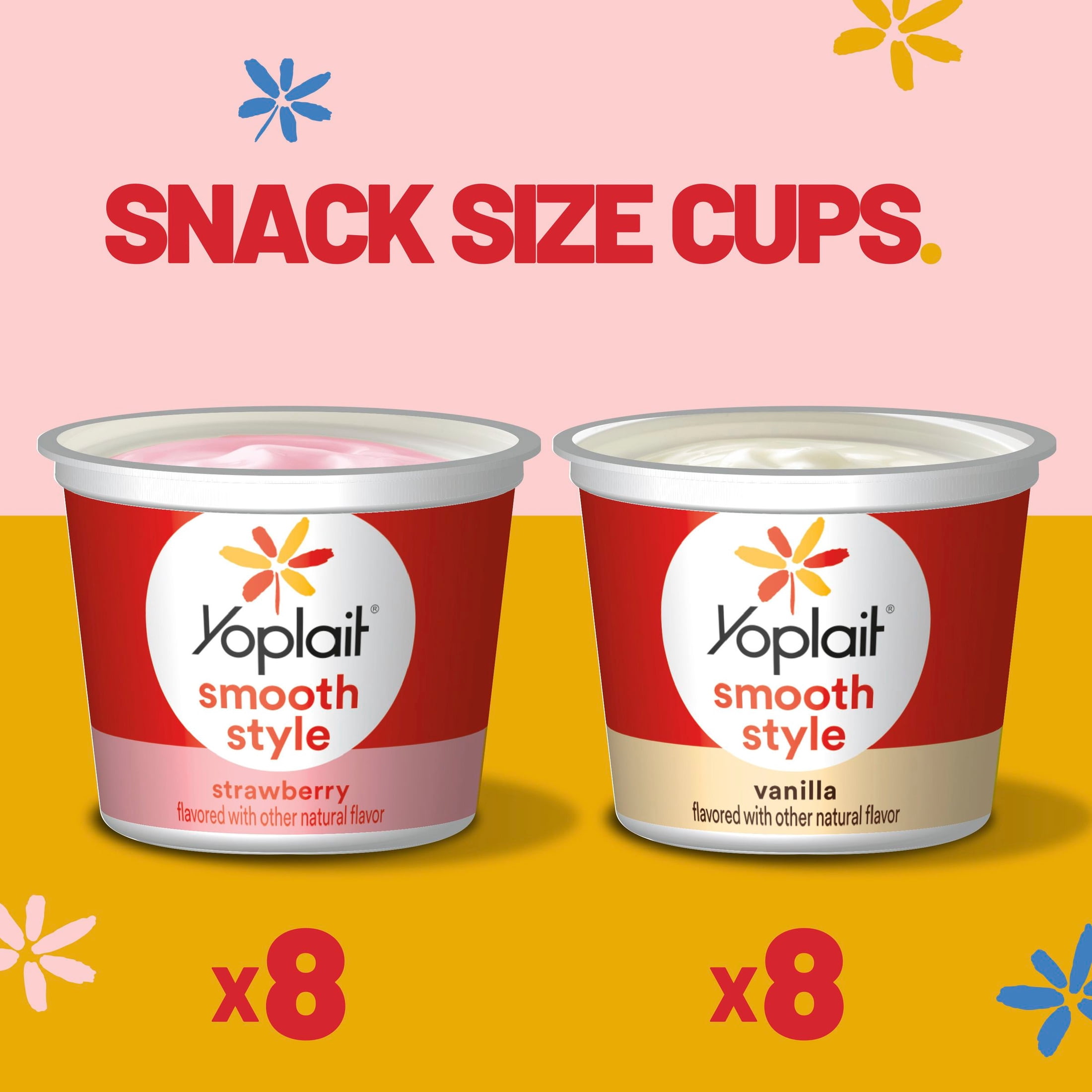Yoplait Smooth Style Low Fat Yogurt Variety Pack, Gluten Free, Snack Cups, 16 Count, 64 oz