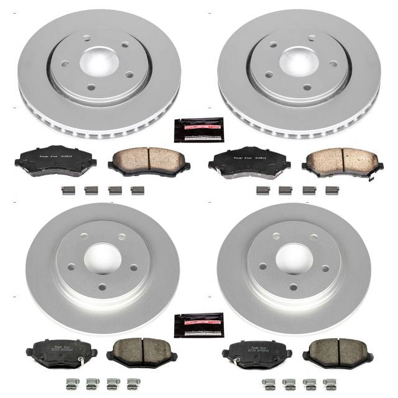PowerStop Front and Rear Geomet Coated Brake Rotor and Pad Kit Fits: CHRYSLER DODGE VOLKSWAGEN Select Models CRK6563