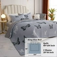 thumbnail image 5 of 3-Piece Farmhouse Butterfly Lightweight Summer Quilt Set King Size, Grey (1 Quilt, 2 Shams), 5 of 8