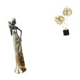 thumbnail image 6 of 2 Pieces African Women Figurine Tribal Lady Statue Leaf Sculpture Resin Material Home Desk Decor Collectible, 6 of 8